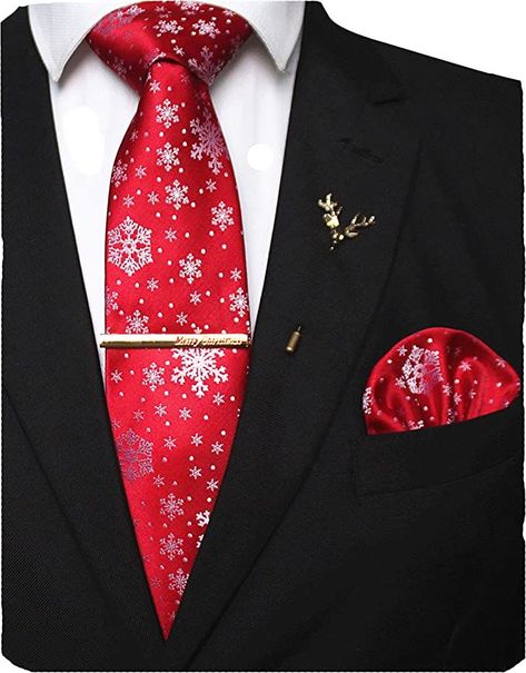 red, snowflake, tie, elegant, subtle, funny tie, chrsitmas for him, pocket square, cute, holiday, festive Christmas Wedding Groom, Groom Tie, Funny Ties, Company Christmas Party, Christmas Ties, Groom Ties, Holiday Gift Card, Christmas Gift For Him, Tie Set