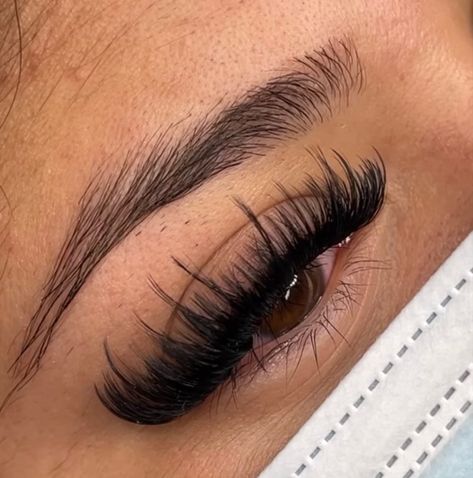 Eyelashes With Spikes, Cat Eye With Spikes Lash Map, Fluffy Wispy Hybrid Lash Extensions, Lash Extensions Spiked Style, Hybrid Spike Lash Extensions, Cat Eye Lash Extensions With Spikes, Wispy Full Lashes, Hybrid Lashes With Spikes, Volume Lashes With Spikes