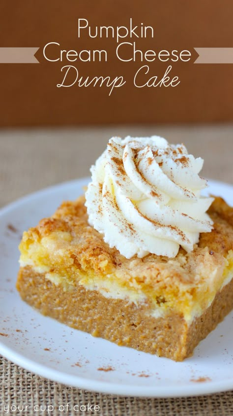 Pumpkin Cream Cheese Dump Cake (and how I got dumped) - from Your Cup of Cake Monster Guacamole, Guacamole Frankenstein, Appetizers Videos, Cream Cheese Dump Cake, Easiest Appetizers, Mexican Pinwheels, Ranch Pinwheels, Flavored Butters, Desserts Homemade