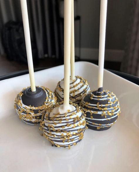 Gold and Black Cake Pops Black and Gold Wedding Favors Black | Etsy Cake Pops Gold And Black, Black Gold Cake Pops, Black And Gold Party Favors, Gold And Black Graduation Party Decor, Notorious One Cake Pops, Black White Gold Cake Pops, Black White Silver And Gold Party, Black And Gold Wedding Decorations Ideas, Black Gold And White Wedding Decorations