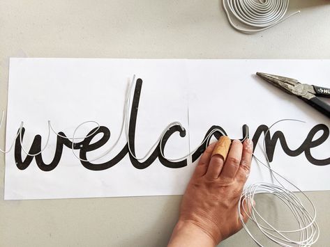 DIY Wired Word Signs (Free Template Included) | Bloom in the Black Diy Letter Board, Wire Letters, Wire Name, Wire Sign, Wire Wall Art, Wire Knitting, Picture Wire, French Knitting, Knitted Wire