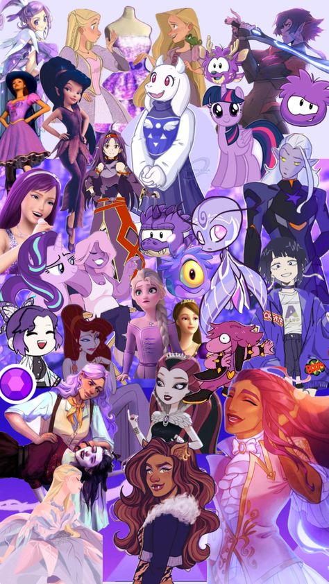 #purpleboard #purple Colours That Match With Purple, Purple Hair Character Cartoon, Purple Characters Cartoon, Purple Cartoon Characters, Matching Characters, Purple Characters, Princess Syalis, 30 Day Art Challenge, Colored Characters