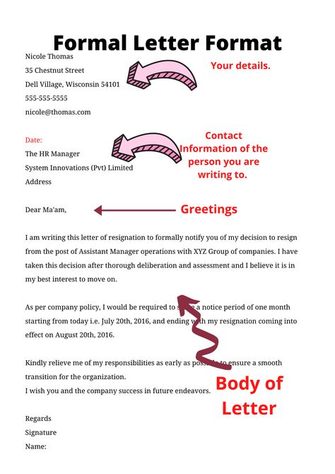 Formal Letter Writing Format For School, How To Write A Formal Letter, Formal Letter Writing Examples, How To Write A Letter, Formal Letter Layout, Formal Letter Writing Format, Format Of Formal Letter, Formal Letter Format, Writing Formats