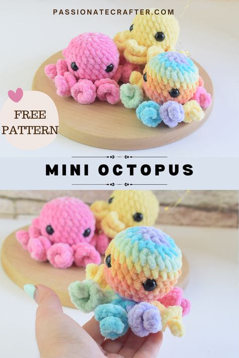 No Sew Crochet Mini Octopus Free Sample- #Crochet #Free #Mini #Octopus #Pattern #Sew Check more at https://howcandothis.com/diyideas/no-sew-crochet-mini-octopus-free-sample/ Amigurumi Pattern Beginner, Animals To Crochet For Beginners, Easy Amigurumi Octopus, Crochet Stuffed Octopus, Crochet Patterns For Beginners Amigurumi, No Sew Crochet Octopus Pattern, Crochet Eyes Pattern Free, Crochet Things That Sell Well At Markets, Mini Octopus Crochet Pattern No Sew