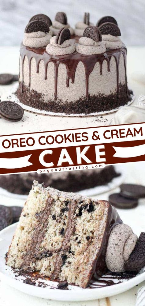 Cookies Cream Cake Recipe, Oreo Dessert Cake, Oreo Layer Cake Recipe, Birthday Cake Cookies And Cream, Oreo Layered Cake, Cookies And Cream Layer Cake, Moist Cookies And Cream Cake, Cake And Icing Recipes, Birthday Cake For Yourself