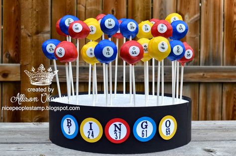 Bingo Theme Party Decorations, Bingo Cake Pops, Bingo Decorations Ideas, Bingo Theme Party, Bingo Decorations, Bingo Party Decorations, Bingo Prize Ideas, Bingo Fundraiser, Bingo Event