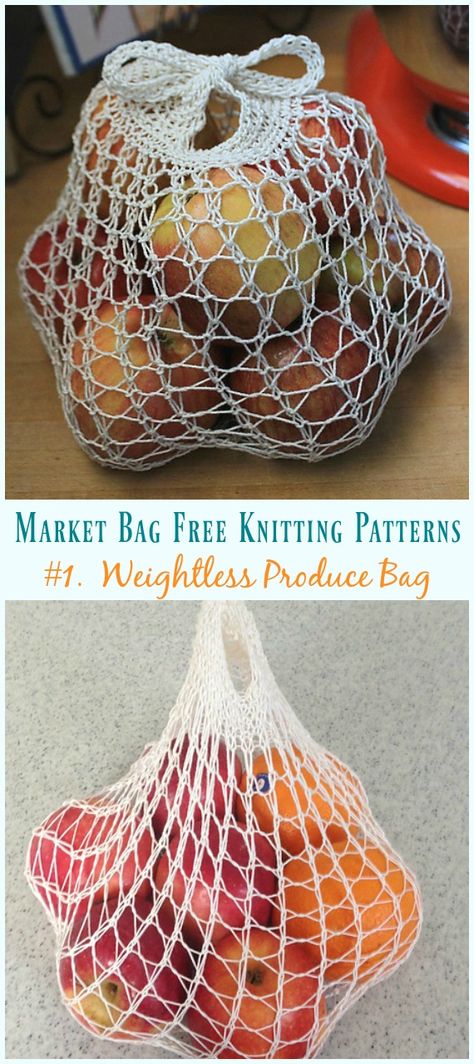 Weightless Produce Bag Knitting Free Pattern - #Market; #Bag; Free #Knitting; Patterns Diy Tricot, Easy Knitting Projects, Bag Knitting, Free Knitting Patterns, Produce Bags, Vintage Bag, Free Knitting Pattern, Knit Pattern, Easy Knitting