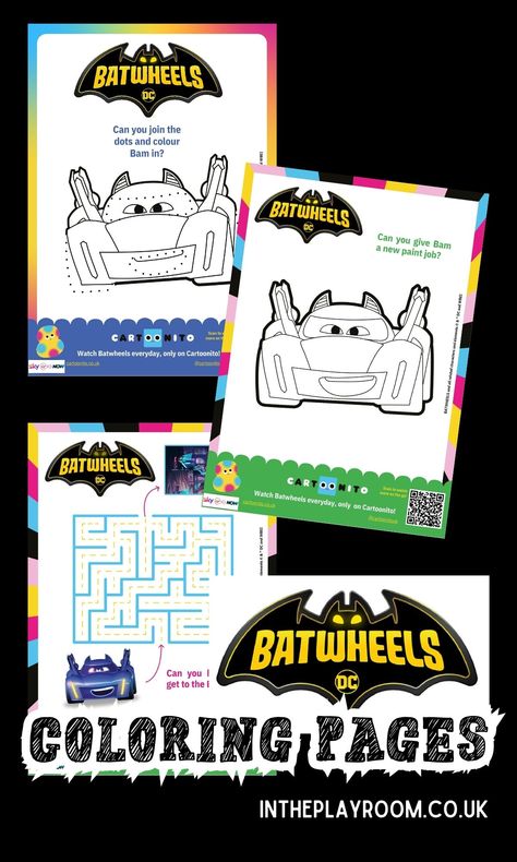 Free Printable BatWheels Coloring Pages - In The Playroom Batwheels Birthday Party Ideas, Batwheels Birthday Party, Batwheels Birthday, Footprint Craft, Penguin Craft, Kid Friendly Crafts, Alphabet Worksheets Preschool, Batman Party, Taco Party