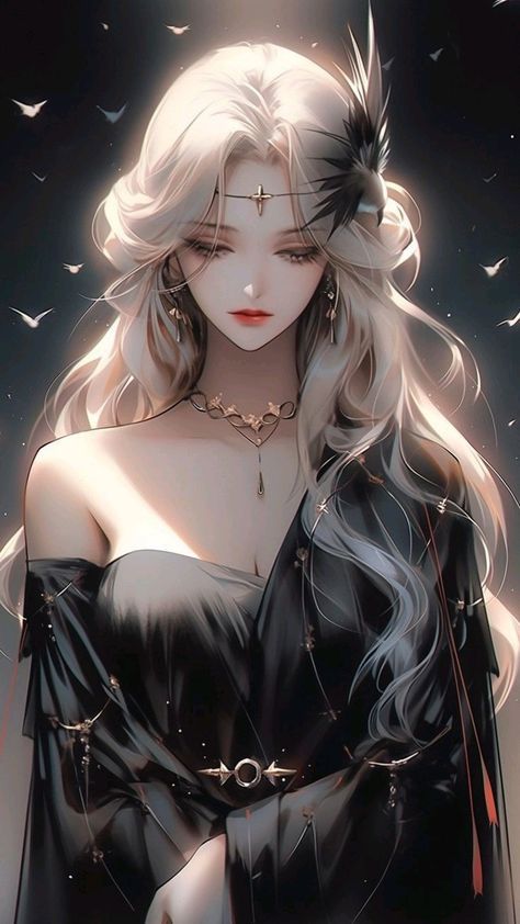 Female White Hair Art, Long Hair Drawing Female, Dark Female Art, Princess Oc, Anime Show, Queen Anime, Girly Art Illustrations, Anime Princess, Digital Art Anime