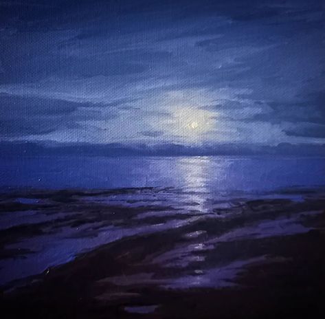 20x20 Oil on canvas #oilpainting #oilpainter #oiloncanvaspainting #oiloncanvas #art #artoftheday #artforsale #originalart #originalpainting #seascapepainting #seascape #moonlightpainting #moonlight #night #nightpainting #nocturne #bluepalette #blue #study #contemporarypainting #artstudy #artgallery #artist Blue Study, Blue Sky Painting, Sky Painting, Midnight Blue, Blue Sky, Oil On Canvas, Canvas, Blue, Quick Saves