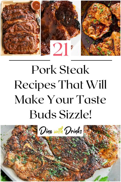 Collage of 4 pork steak recipes.