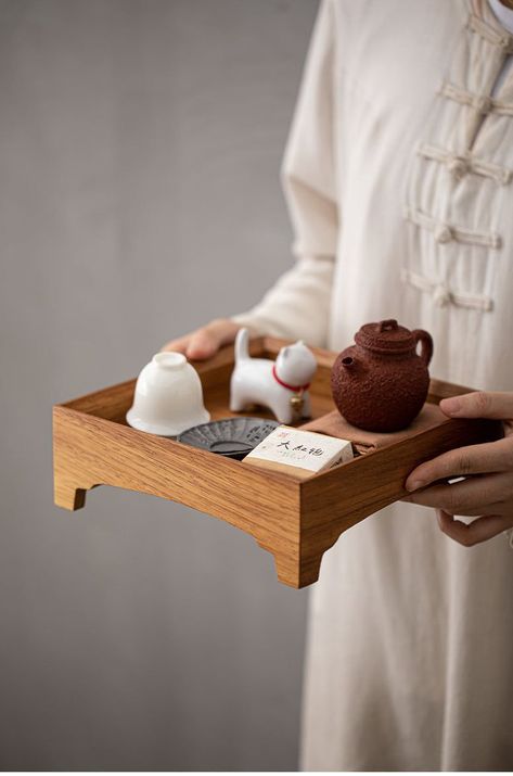 Gohobi Square Walnut Teak Wooden Serving Tray - Dark Brown Teapot Tray Wood Placemats, Gaiwan Tea, Wooden Tool Boxes, Summer Centerpieces, Matcha Set, Wooden Serving Tray, Handmade Tableware, Vase Collection, Winter Tea