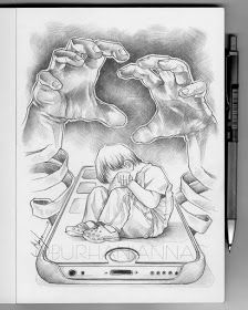 Alone and frightened by Nas Drawings With Meaning, رسم كاريكاتير, Abstract Pencil Drawings, Pencil Sketch Images, Girl Drawing Sketches, Meaningful Drawings, Art Sketches Pencil, Art Drawings Sketches Pencil, Poster Drawing