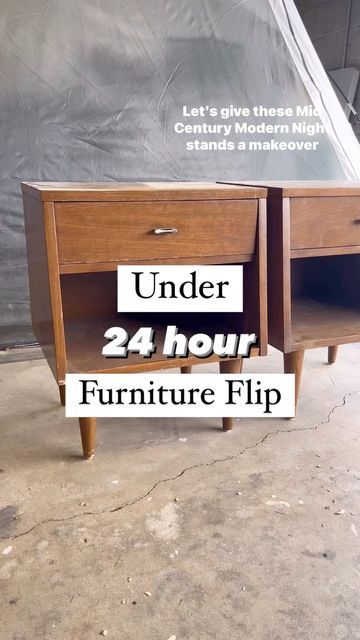 End Table Night Stand, Small Nightstand Makeover, Nightstand Flip Diy, Mid Century Nightstand Makeover, One Drawer Nightstand Makeover, Refurbish Nightstand Ideas, Nightstand Furniture Flip, Night Stand Redo, Flipped Nightstand