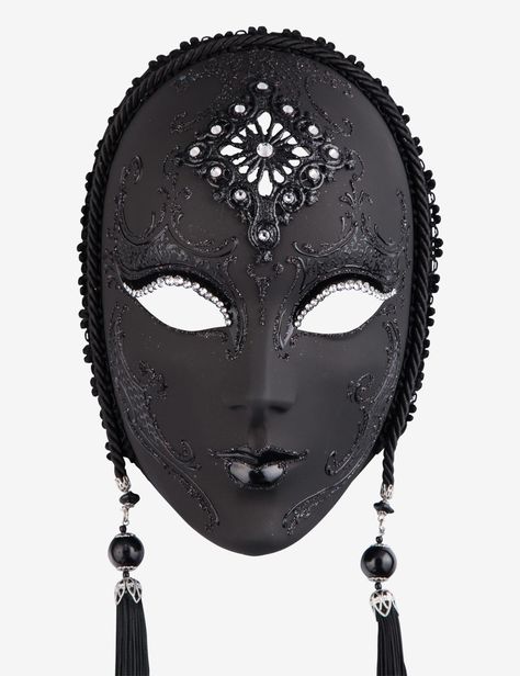 Giulietta Black venetian mask for sale Creepy Masquerade Mask, Black Swan Mask, Mask Art Ideas, Moon Masquerade Mask, Dnd Mask, Black Full Face Mask, Full Face Masquerade Mask, Black Mask Masquerade, Victorian Mask