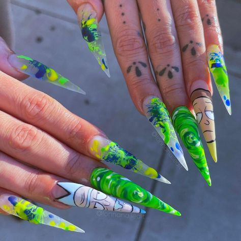 Scream Nails, Holloween Nails, Gothic Nails, Rick Y Morty, Long Nail Designs, Stylish Nails Designs, Exotic Nails, Long Square Acrylic Nails, Hot Nails