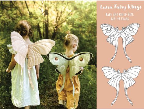 Space Sewing Projects, Fabric Scrap Clothes, Alternative Sewing Projects, Sewing Home Projects, Sewing Projects Kids, Luna Moth Fairy, Moth Fairy, Fabric Wings, Sewing To Sell