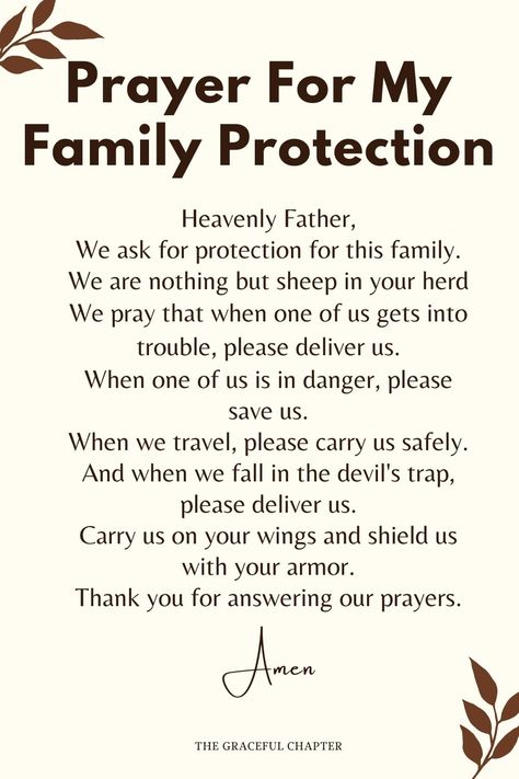 Prayer for Family Protection - prayers for your family Good Night Prayers For My Family, Declaration For The Protection Of My Family, Declarations For The Protection Of My Family, Pray For Protection Families, Pray For Family Healing, Prayers For My Family Protection, Prayers For My Family Quotes, Prayer To Protect My Family From Evil, Prayers To Protect My Family