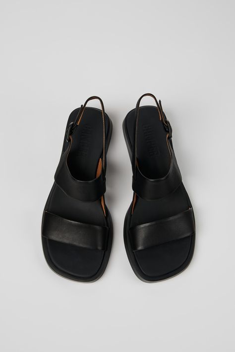 Dana  by Camper Rebecca Core, Camper Sandals, Work Sandals, Flat Platform Sandals, Sandals Resorts, All Black Shoes, Simple Sandals, Camper Shoes, Ballerina Shoes Flats