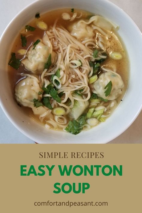 An easy & delicious recipe for a traditional Chinese dumpling soup. #best #homemade #quick #fast #simple #noodles #broth #chicken #shrimp Chinese Dumpling Soup, Easy Wonton Soup, Wonton Soup Recipe, Broth Chicken, Asian Soup Recipes, Easy Dumplings, Dumpling Soup, Wonton Recipes, Dumplings For Soup