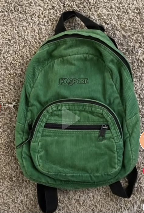 Thrifting  inspiration retro vinatage dark green mini bag Green Jansport, Aesthetic Backpack, City Club, Green Backpacks, Backpack Keychains, What In My Bag, School Essentials, Llbean Backpack, Jansport Backpack