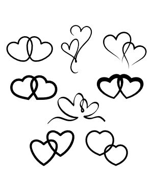 Interconnected Hearts Tattoo, Entwined Hearts Tattoo, Joined Hearts Tattoo, Intertwining Hearts Tattoo, Double Heart Drawing, Two Hearts Drawing, Double Hearts Tattoo, Interlocking Hearts Tattoo, Intertwined Hearts Tattoo