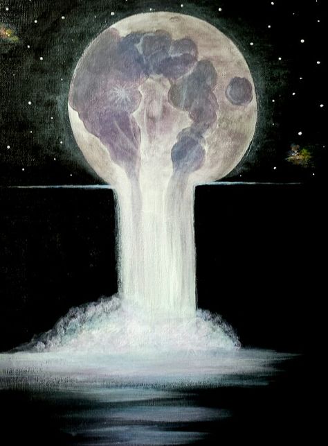 Melting moon, acrylic galaxy waterfall. Galaxy Painting Acrylic, Art Du Croquis, Christmas Paintings On Canvas, Soyut Sanat Tabloları, Painting For Beginners, Moon Painting, Acrylic Painting For Beginners, Galaxy Painting, Seni Cat Air