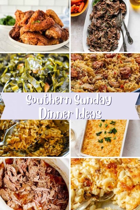 Traditional Sunday Dinner, Southern Home Cooked Meals Dinners, Southern Meal Ideas For Dinner, Southern Dinner Ideas, Southern Sunday Dinner, Southern Sunday Dinner Ideas, Dinner Receipts, Cooking Soul Food, Sunday Dinner Ideas