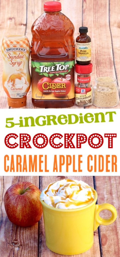 Crock Pot Caramel Apple Cider Recipe! {5 Ingredients} - The Frugal Girls Crock Pot Apple Cider Easy, Crockpot Caramel Apple, Apple Cider Easy, Crockpot Caramel, Holiday Cider, Recipe With Caramel, Crockpot Apple Cider, Caramel Apple Cider Recipe, Crockpot Drinks