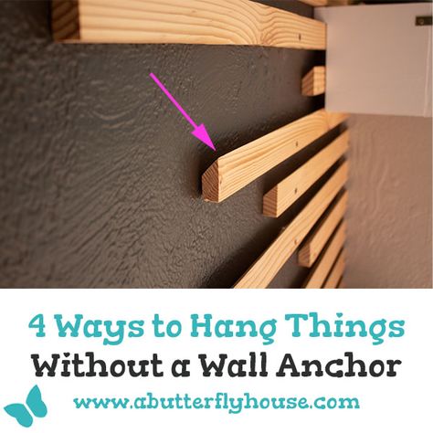 Hanging Crates On Wall How To, How To Hang Heavy Objects On Wall, Diy Hooks For Hanging, Mobile Home Walls, Cabin Projects, Art Hanging System, 2023 Ideas, Cave Creek, Butterfly House