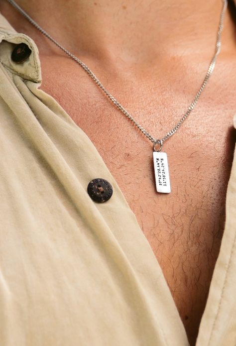 Men Necklace Aesthetic, Guy Jewelry, Mens Necklace Fashion, Necklaces Men, Custom Chain, Custom Necklaces, Handwriting Jewelry, Bf Gifts, Mens Rings Fashion