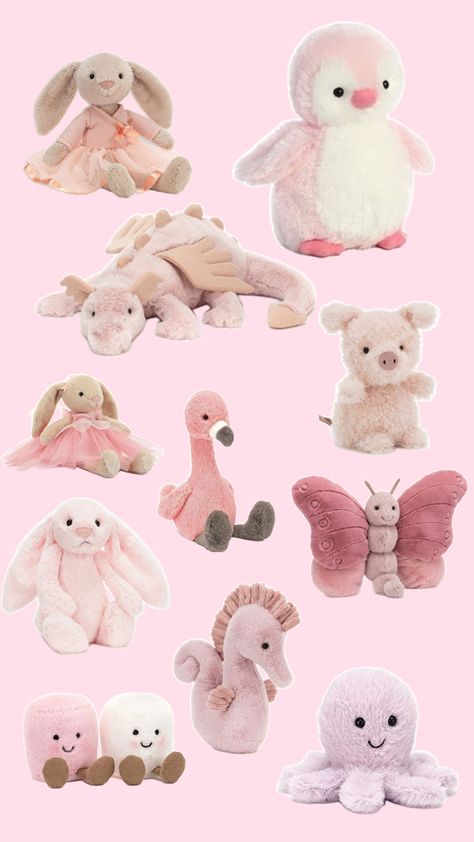 Pink jellycats Pink Jellycat, Toys, Christmas, Pink, Home Decor, Home Décor