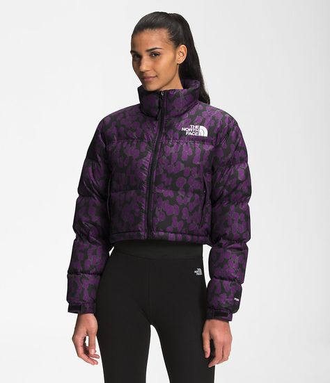 Nuptse Short Jacket, North Face Retro Nuptse, Athleisure Jacket, White Puffer Vest, Purple Leopard Print, Ladies Short Jackets, Womens Quilted Jacket, North Face Coat, Moncler Women