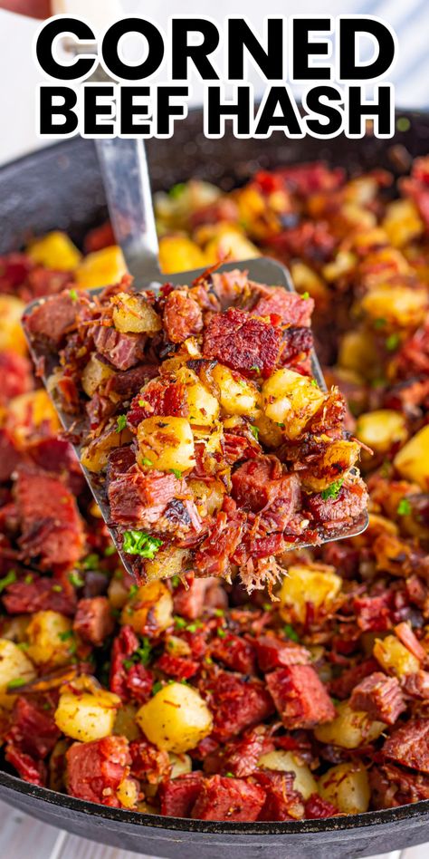 Get ready for a protein-packed breakfast! Corned Beef Hash is a simple dish of corned beef and potatoes seasoned to perfection! #BreadBoozeBacon #cornedbeef #hash #potatoes #brisket #breakfast #brunch #stpatricksday #fathersday Corned Beef Hash Recipe, Homemade Corned Beef, Corn Beef, Corned Beef Brisket, Hash Recipe, Corned Beef Recipes, Corned Beef Hash, Beef Hash, Thanksgiving Menu Ideas