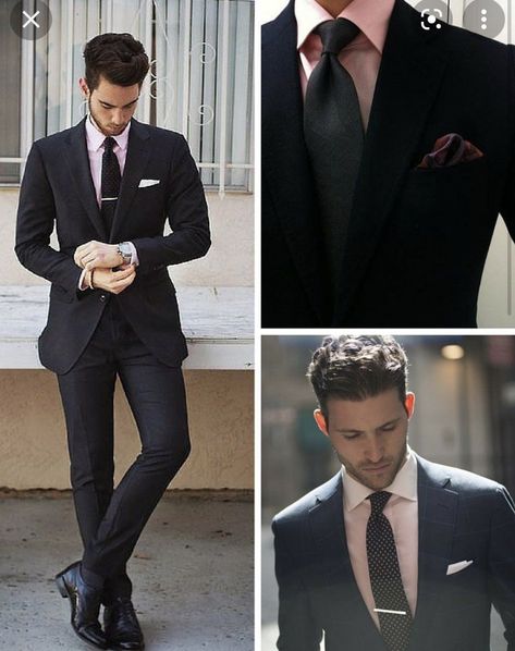 Black Suit Combinations, 1950s Fashion Men, Pink Suit Men, Trousers Outfit Men, Pink Shirt Men, Eid Shopping, Formal Suits Men, Formal Dresses For Men, Suits Black