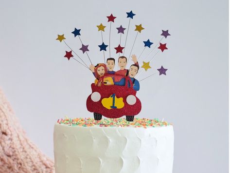 Wiggles Cake, Shark Birthday Cakes, Rainbow Fan, Wiggles Birthday, Birthday Glitter, 3 Birthday, The Wiggles, Glitter Cake Topper, Glitter Cake