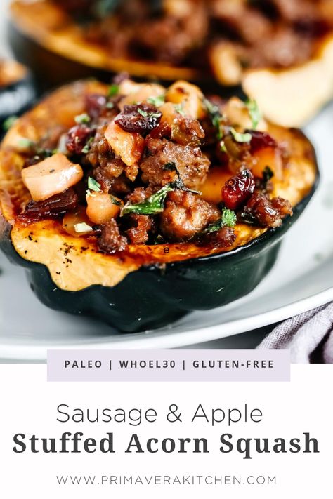 Stuffed Acorn Squash, Acorn Squash Recipes, Acorn Squash, Fall Dinner, Squash Recipes, Whole 30 Recipes, Sin Gluten, Paleo Recipes, Vegetable Recipes