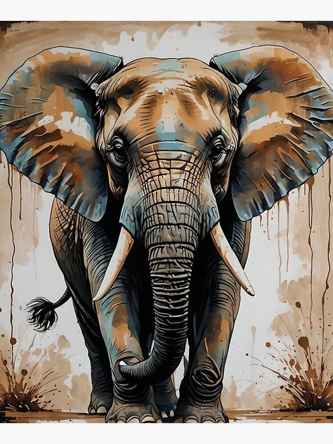 Elephant Portrait, Elephant Artwork, Elephant Illustration, Elephant Drawing, Animals Amazing, Elephant Painting, Wildlife Paintings, Elephant Art, Animal Canvas