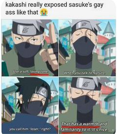 kakashi really roasted sasuke like that he did good roasting sasuke Sasuke And Naruto Funny Memes, Naruto X Saskue Ship, Naruto And Sasuke Funny, Naruto Facts, Naruto Family, Sasuke X Naruto, Kakashi Sensei, Naruto Comic, Naruto Shippuden Characters