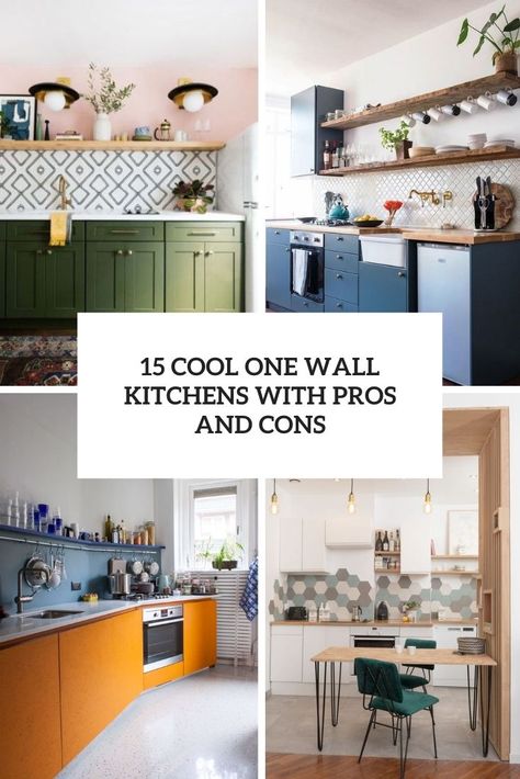 Kitchen One Wall Layout, Tiny Kitchen Ideas Layout One Wall, Kitchen Wall No Cabinets, One Wall Kitchen With Island Small, Small One Wall Kitchen Ideas, Kitchen Design Without Upper Cabinets, Small Single Wall Kitchen, Kitchen Along One Wall, One Wall Kitchen Layout Small