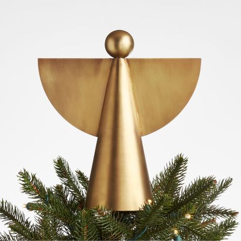 Free Shipping. Shop Brass Angel Christmas Tree Topper. Three simple shapes—cone, sphere, circle sector—combine in Crate & Barrel's modern take on a classic angel tree topper. Sleek and clean, the gleaming metal decoration suits modern homes and Christmas trees. Best Christmas Tree Toppers, Origami Christmas Ornament, Christmas Tree Toppers Lighted, Vintage Ceramic Christmas Tree, Angel Christmas Tree, Angel Christmas Tree Topper, Christmas Tree Skirts, Classic Christmas Tree, Tree Collar