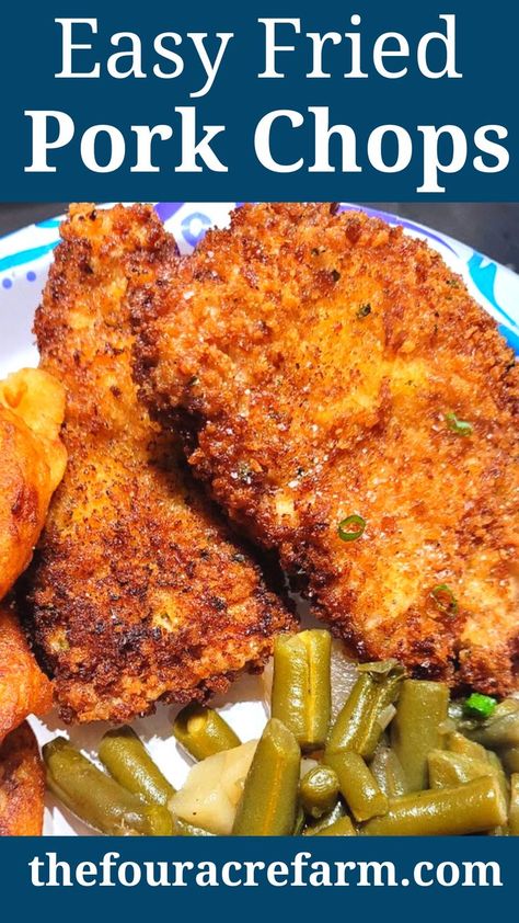 Pan Fried Pork Chops Boneless, Easy Fried Pork Chops, Best Fried Pork Chops, Pork Chops Fried, Fried Boneless Pork Chops, Country Fried Pork Chops, Farmhouse Food, Fried Pork Chop Recipes, Pork Chop Sandwiches