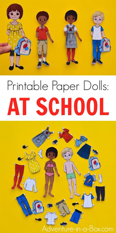 For a back to school craft, make a set of printable paper dolls with a wardrobe that will take them through a school year! Perfect for celebrating the back-to-school time and easing kids into the school routine. #preschool #backtoschool #kidscrafts #papercrafts #paperdolls Printable Paper Dolls, Paper Doll Costume, Imagination Play, Dolls Printable, Free Printable Paper Dolls, Paper Doll Printable Templates, Jumping Jack, Mermaid Crafts, School Routine