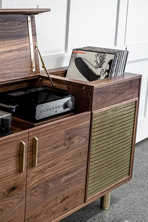 Turntable Furniture Design, Turntable Furniture, Hifi Furniture, Record Player Cabinet, Stereo Console, Bespoke Home, Bespoke Boxes, Stereo Cabinet, Credenza Design