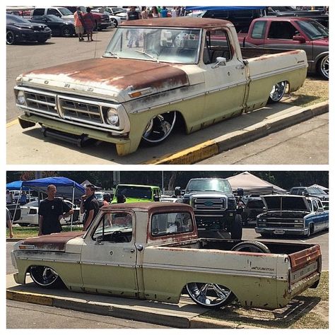 2,137 Likes, 57 Comments - Matt Elliott (@lowfastfamous) on Instagram: “Hot Wheels - Cool Ford in the build by @tr3e_hunnit via the crew at @lonestarthrowdown not sure…” Matt Elliott, F100 Truck, Truck Rims, Lowered Trucks, Old Ford Trucks, Classic Ford Trucks, Old Pickup, Rat Rods Truck, Ford Pickup Trucks