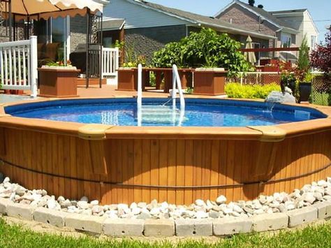 decks with small above ground swimming pools | above ground pool deck photo » above ground pool images Above Ground Pool Heater, Oberirdischer Pool, Pool Deck Plans, Easy Landscape, Pool Images, Swimming Pool Decks, Pool Landscape, Pool Landscape Design, Above Ground Pool Landscaping