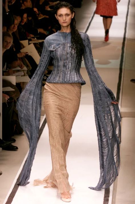 Jean Paul Gaultier Spring 2002 Couture Collection | Vogue Jean Paul Gaultier 90s, Jean Paul Gaultier Haute Couture, Paul Gaultier Spring, Kaia Gerber, Knitwear Fashion, Textiles Fashion, Future Fashion, Denim Details, Paul Gaultier