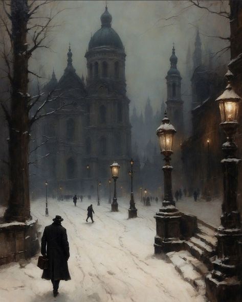 Winter Dark Academia, My Love Photo, Dark Gothic Art, Winter Dark, Victorian Paintings, Dark Christmas, Classic Paintings, Dark Gothic, Aesthetic Painting