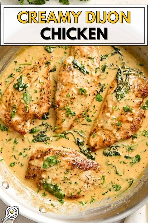 Creamy Dijon Chicken Chicken Dinner Recipes Baked, Ina Garden Chicken Recipes, Easy Chicken Main Dishes, Dijon Cream Sauce Chicken, Dinner Recipes With Rosemary, English Chicken Recipes, French Dijon Chicken, Dinner With Chicken Broth, Healthy Chicken Broth Recipes