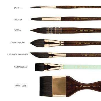 Princeton Neptune Fine Watercolor Brushes Types Of Brushes, Paint Brush Sizes, Best Watercolor Brushes, Professional Art Supplies, Best Watercolor, Watercolor Supplies, Art Studio Organization, Art Painting Tools, Art Essentials